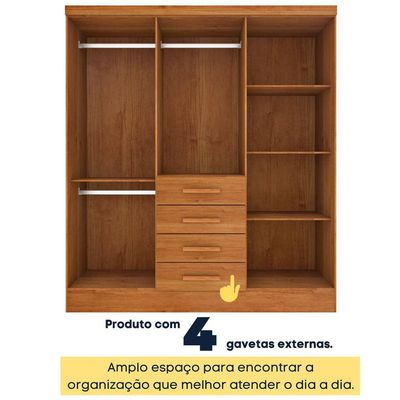 Guarda Roupa Casal 6 Portas 4 Gavetas Arizona S/ Espeho S/ Pés - Tcil Cinamomo