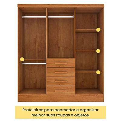 Guarda Roupa Casal 6 Portas 4 Gavetas Arizona S/ Espeho S/ Pés - Tcil Cinamomo