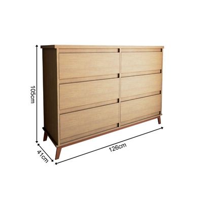 Cômoda Para Quarto Londres Com 6 Gavetas - Amêndoa