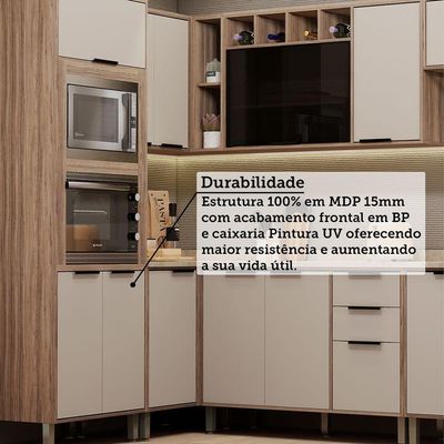 Cozinha Modulada Completa 7 Peças Com Espaço Para Forno E Mi Vanilla-beige