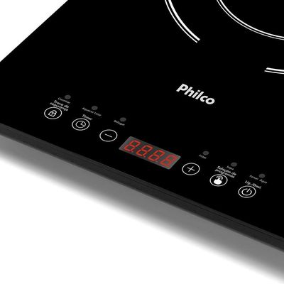 Cooktop De Indução Portátil 1 Boca Philco PCT10A Display Digital Painel Touch Preto 110V