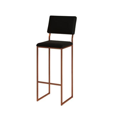 Banqueta Com Encosto Industrial E Moderna Nina Cobre E Corino Preto
