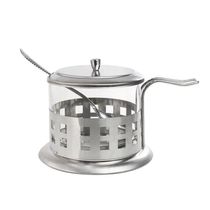 Açucareiro De Vidro E Inox Com Colher 200ml Elegância E Praticidade