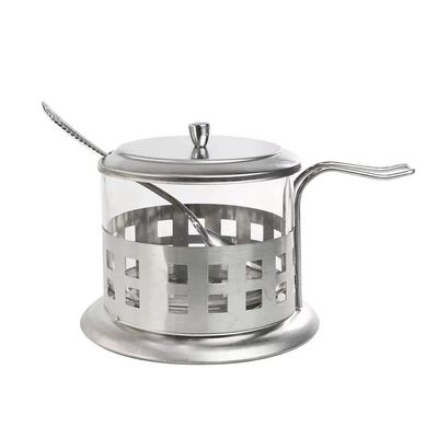 Açucareiro De Vidro E Inox Com Colher 200ml Elegância E Praticidade