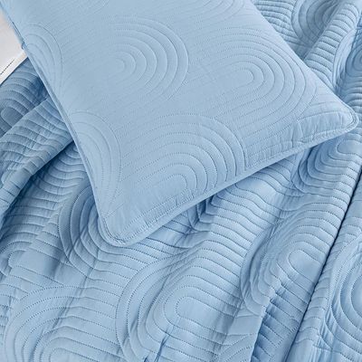 Kit Cobre Leito Colcha Harmony Queen 3 Peças Matelado Micropercal 200 Fios - Azul - 100% Poliéster