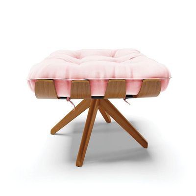 Kit 02 Puffs Giratório Suede Base Madeira Ma25 - D'rossi Rosa Bebê
