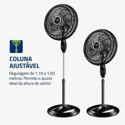 Ventilador De Coluna Mondial 40cm Super Turbo Tech VTX-40C-8P-CR Preto Prata 220V