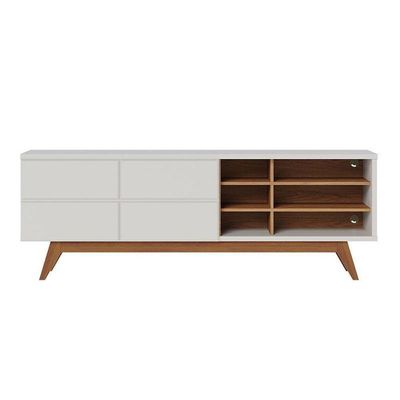Rack Bancada Noronha 1.8 Off White Matte Freijó Com Aparador Riviera Freijó – Colibri