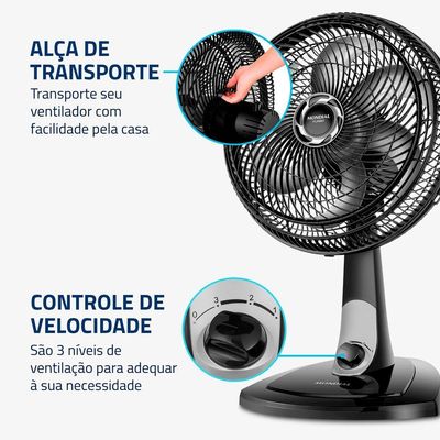 Ventilador De Mesa Mondial 30cm 6 Pás Turbo VT-30-NB Preto Prata 220V
