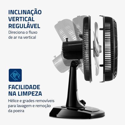 Ventilador De Mesa Mondial 30cm 6 Pás Turbo VT-30-NB Preto Prata 220V