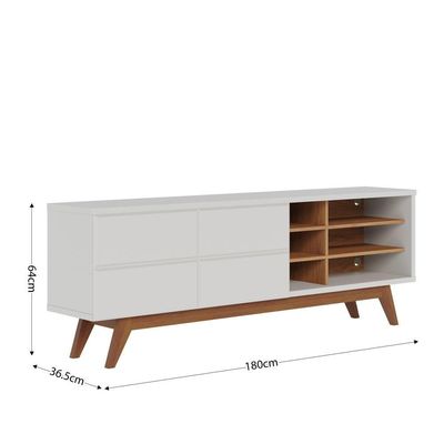 Rack Bancada Noronha 1.8 Off White Matte Freijó Com Aparador Riviera Freijó – Colibri