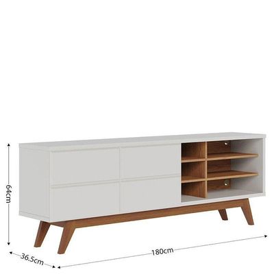 Rack Bancada Noronha 1.8 Off White Matte Freijó Com Aparador Riviera Freijó – Colibri