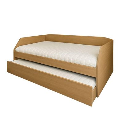 Cama Com Cama Auxiliar Com Rodízio Solteiro E Infantil Em Mdf Premium Duo Amendoa