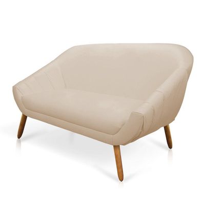 Namoradeira Giovana 02 Lugares Corino Bege Castanho