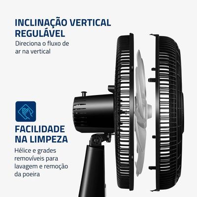 Ventilador De Mesa Mondial 40cm 8 Pás Turbo NVT-40-8P-B Preto Prata 220V