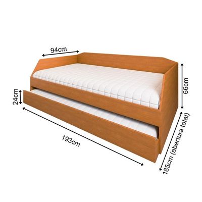 Bicama Solteiro Duo Com Cama Auxiliar Em Mdf Premium Nature