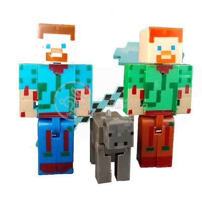 Kit Cartelado Conjunto Minecraft 2 Bonecos + 1 Bloco + 1