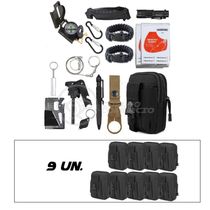 Kit 9 Bolsas Pretas Conjunto De Sobrevivência E Atividades Camping preto