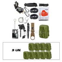Kit 9 Bolsas Verde Militar Conjunto Acessórios De Camping Kit Sobrevivência preto