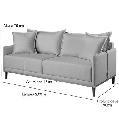 Sofá Argus 2m Linho Cor Linho Bege