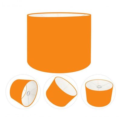 Cúpula Abajur E Luminária Cilíndrica Vivare Cp-7016 ø35x30cm - Bocal Nacional Laranja