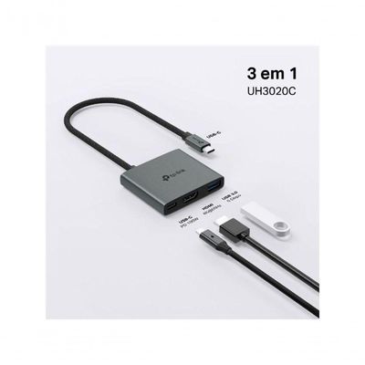 Hub 3 Em 1 Usb Tipo C Uh3020c - Tpn0508
