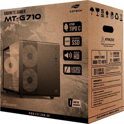 Gabinete Gamer C3tech Aquarius Mt-g710 Sem Fans Branco