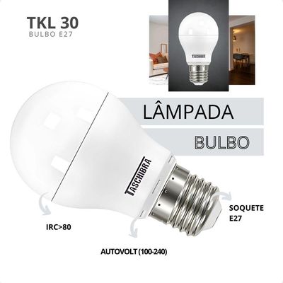Kit 15 Lâmpadas Led Bolinha Tkl 4,9w Taschibra E27 Bivolt 3000k Quente