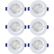 Kit 6 Spot De Led Embutir Slim Mr16 Redondo 6w Bivolt 3000k Quente