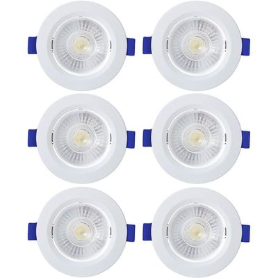 Kit 6 Spot De Led Embutir Slim Mr16 Redondo 6w Bivolt 3000k Quente