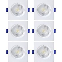 Kit 6 Spot De Led Embutir Slim Mr16 Quadrado 6w Bivolt 4100k Neutro