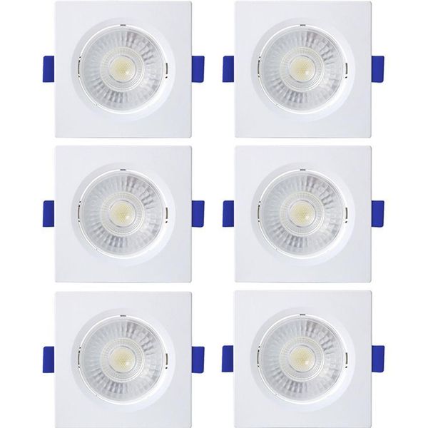 Kit 6 Spot De Led Embutir Slim Mr16 Quadrado 6w Bivolt 4100k Neutro