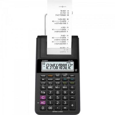 Mini Calculadora Com Bobina 12 Digitos Hr-8rc-we-b-dc Preta Casio