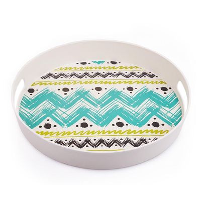 Bandeja de Fibra de Bambu Redonda com Alça Cazza Ethnic