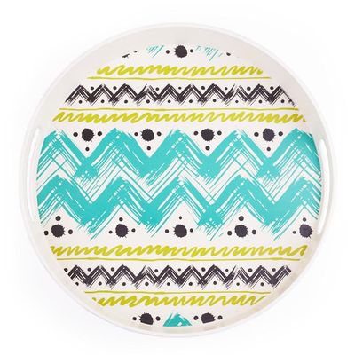 Bandeja de Fibra de Bambu Redonda com Alça Cazza Ethnic