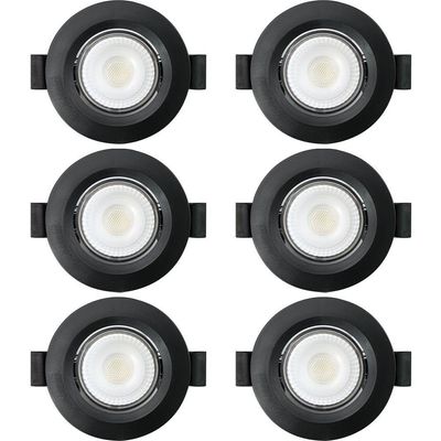Kit 6 Spot De Led Embutir Slim Mr16 Redondo 6w Preto Bivolt 4100k Neutro