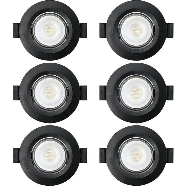 Kit 6 Spot De Led Embutir Slim Mr16 Redondo 6w Preto Bivolt 4100k Neutro