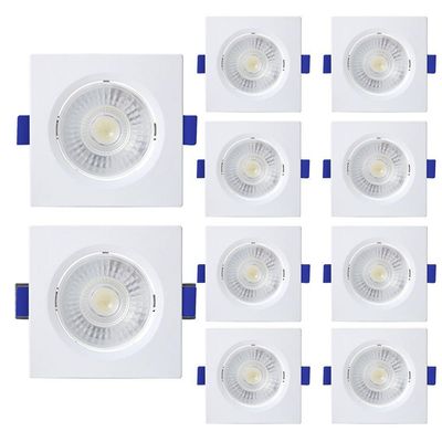 Kit 10 Spot De Led Embutir Slim Mr16 Quadrado 6w Bivolt 3000k Quente