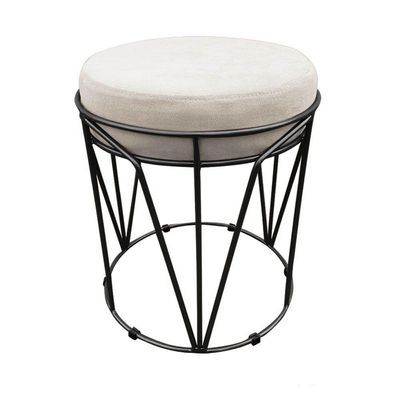 Puff Babu Suede Base Preto D´rossi Bege