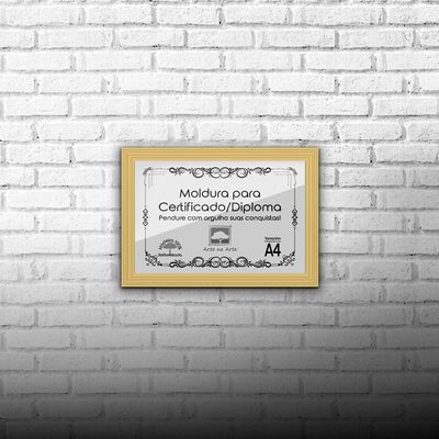 1 Certificado Diploma A4 Com Tela De Acetato E Mdf Titulos Moldura Marfim