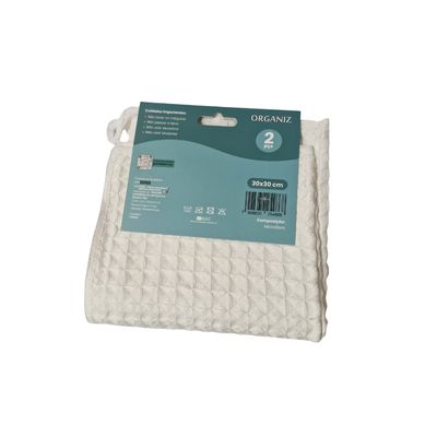 Kit com 2 Peças de Pano de Limpeza Multiuso Geometric Branco 30x30 Cm Organiz