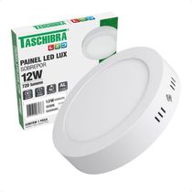 Kit 2 Painel De Led Redondo Sobrepor 12w Bivolt Taschibra 3000k Quente