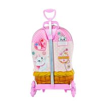 Mala De Viagem Infantil Com Rodinha Gatinha Marie 3d Rosa