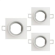 Kit 3 Spot Taschibra Quadrado Embutir Vidro Jateado Sp23 Mr16 Bivolt