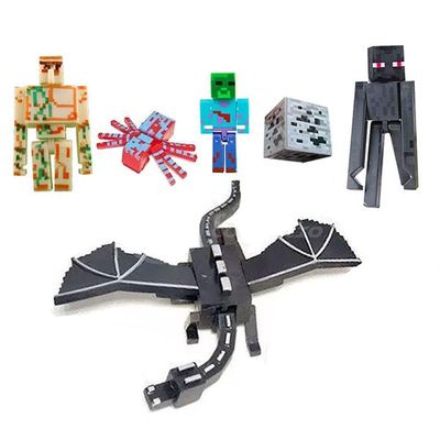 Cartela Minecraft Dragão 5 Bonecos + 1 Bloco Zombie