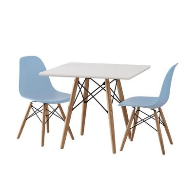 Conjunto De Mesa Infantil Madeira Quadrado Branco 2 Cadeiras Azul