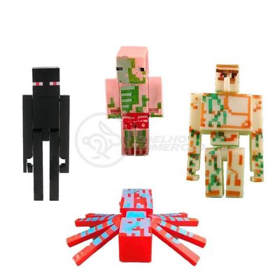 Kit 2 Cartela Minecraft Dragão 10 Bonecos + 2 Bloco Ender Dragon Brinquedo Infantil Bed Wars Pigman