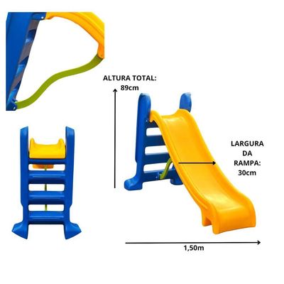Cama Elástica 3,05m Piscina De Bolinhas 1,50m 1000 Bolinhas E Escorregador Médio Gangorra 2 Lugares