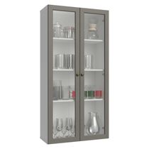 Cristaleira Suspensa 70 Cm 2 Portas De Vidro Branco-cinza Vik Madesa