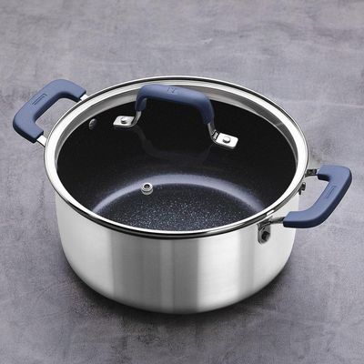 Caçarola Tramontina Romagna Em Aço Inox E Alumínio Cerâmico Black Stone 24 Cm 5,24 L Tramontina